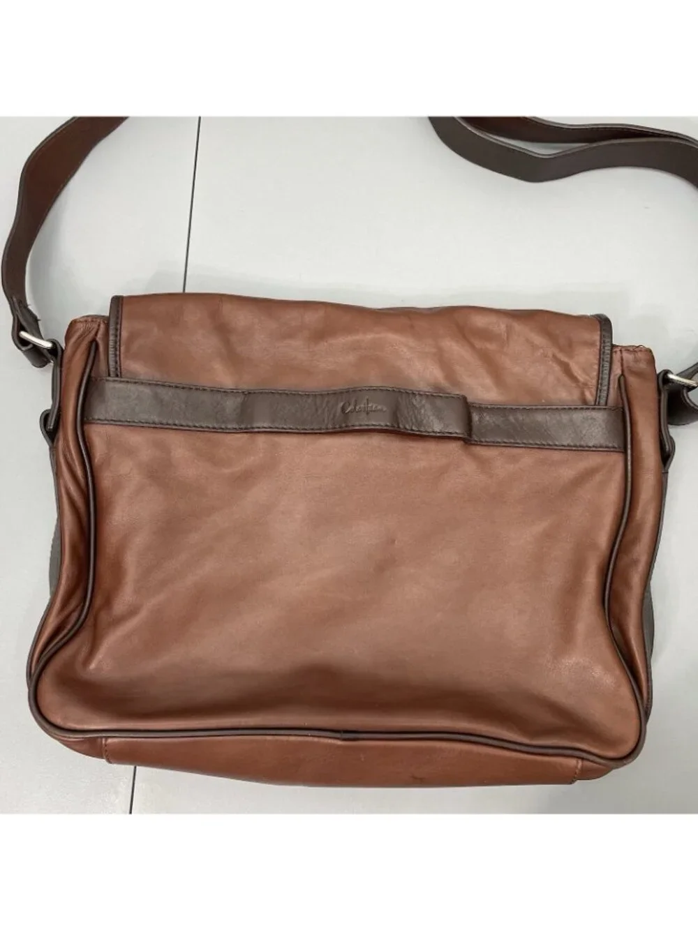 Cole Haan Messenger Shoulder Bag Laptop Computer Brown Soft Supple Leather